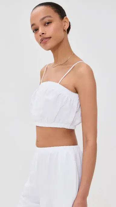 LE BOP Camille Cropped Linen Top White | Thumbnail 4
