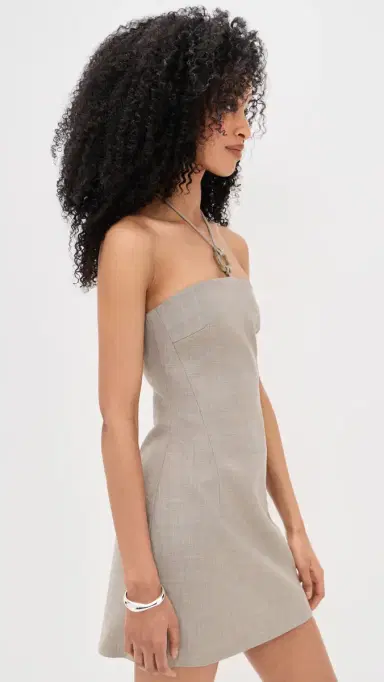 SIR. Solene Halter Mini Dress Grey Marle | Thumbnail 4 SIR. Solene Halter Mini Dress Grey Marle | Thumbnail 4