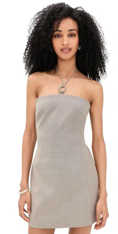 SIR. Solene Halter Mini Dress Grey Marle | Thumbnail 1 SIR. Solene Halter Mini Dress Grey Marle | Thumbnail 1