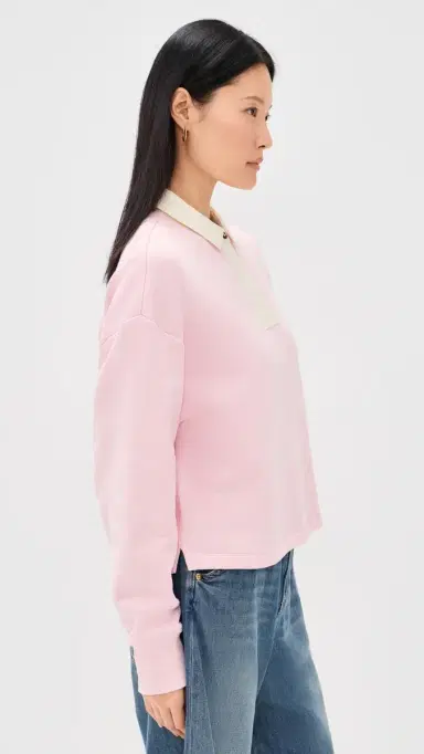rag & bone Vintage Terry Oversized Polo Sweatshirt Peony | Thumbnail 4 rag & bone Vintage Terry Oversized Polo Sweatshirt Peony | Thumbnail 4