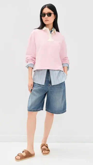 rag & bone Vintage Terry Oversized Polo Sweatshirt Peony | Thumbnail 5 rag & bone Vintage Terry Oversized Polo Sweatshirt Peony | Thumbnail 5