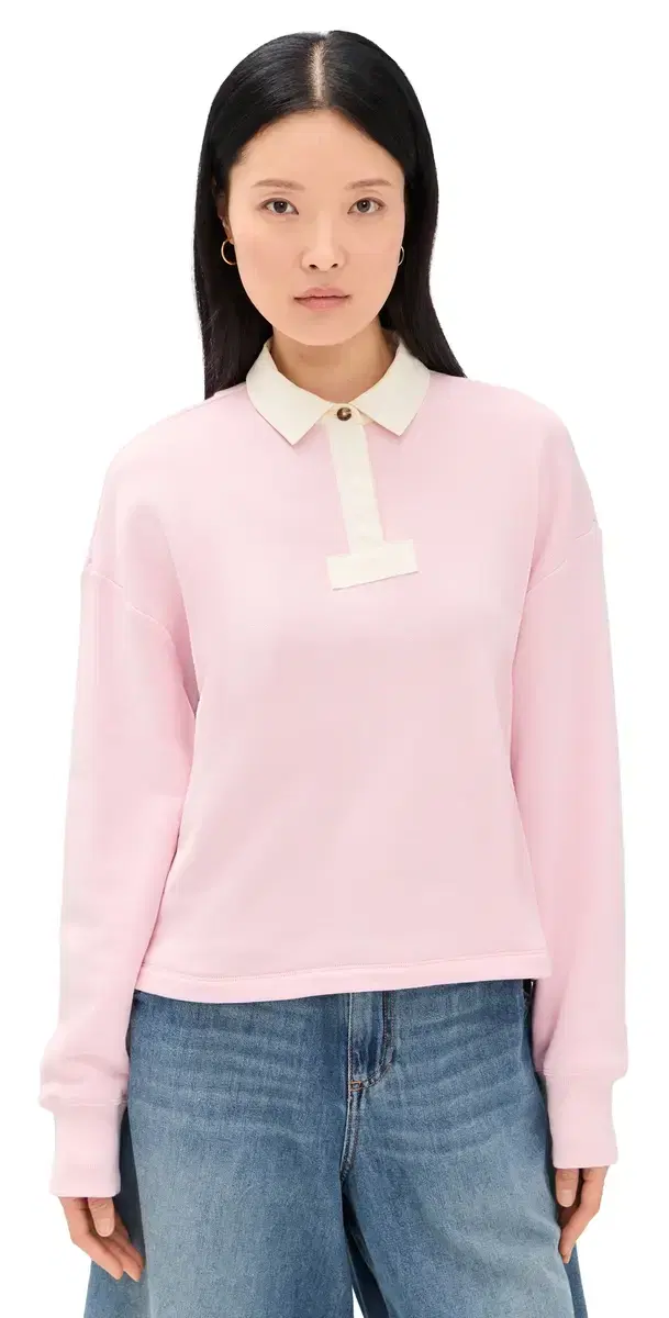 Vintage Terry Oversized Polo Sweatshirt Peony