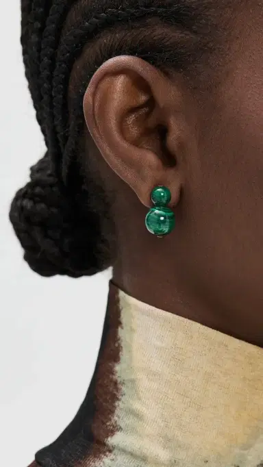 Jennifer Behr Cara Earrings Malachite One Size | Thumbnail 3