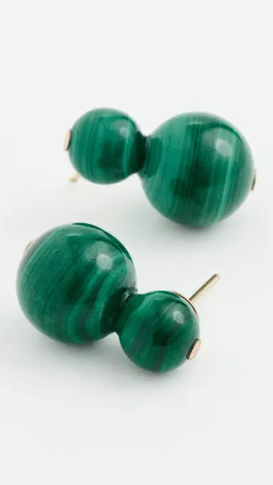 Jennifer Behr Cara Earrings Malachite One Size | Thumbnail 4