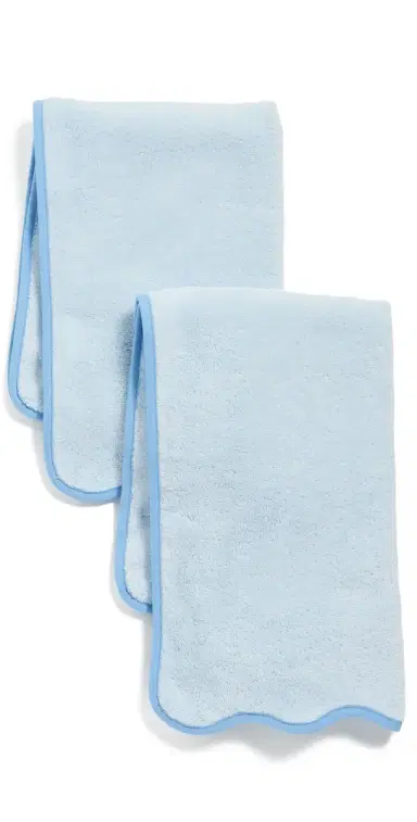 Weezie Scallop Hand Towels 2 Pack French Blue on Light Blue One Size | Thumbnail 1