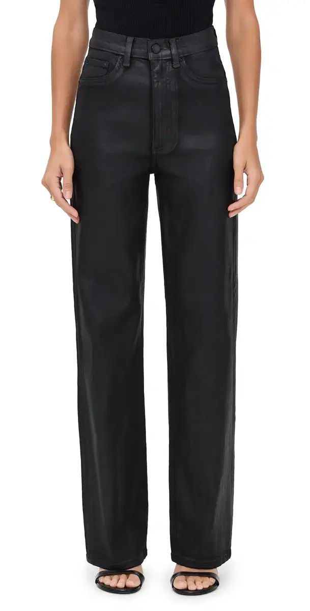 DL1961 Karmine Refined Wide Leg High Rise Coated Jeans Black Coated (Ultimate)