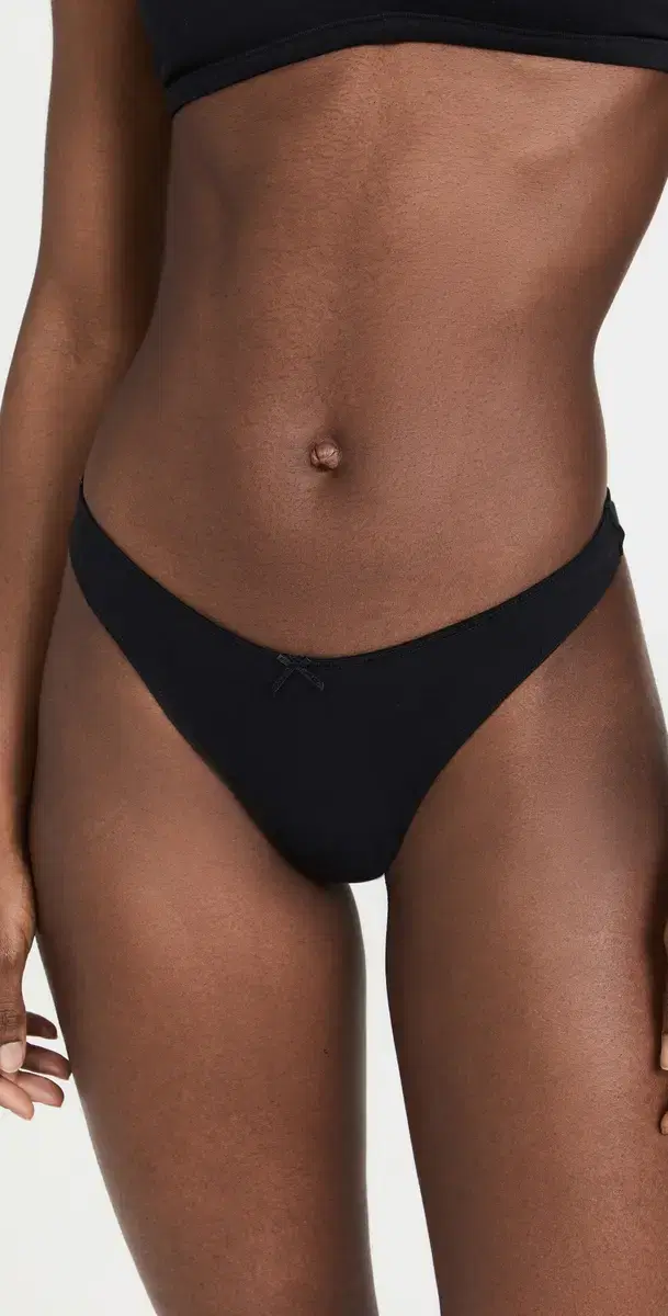 Pima Stretch Cotton Thong Black