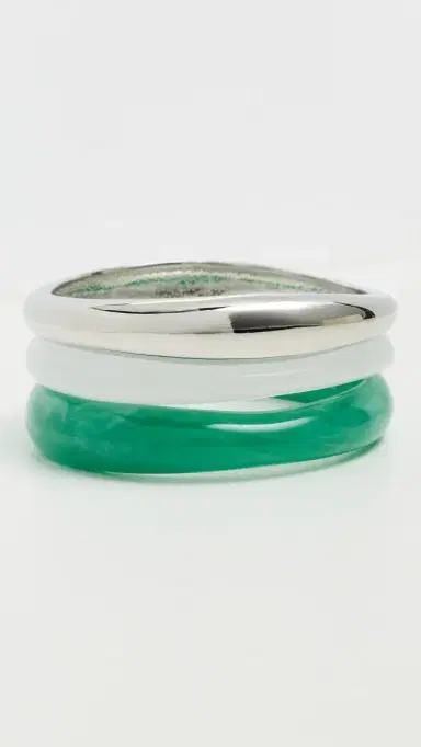 BaubleBar Raven Resin Bangle Set Silver One Size | Thumbnail 2