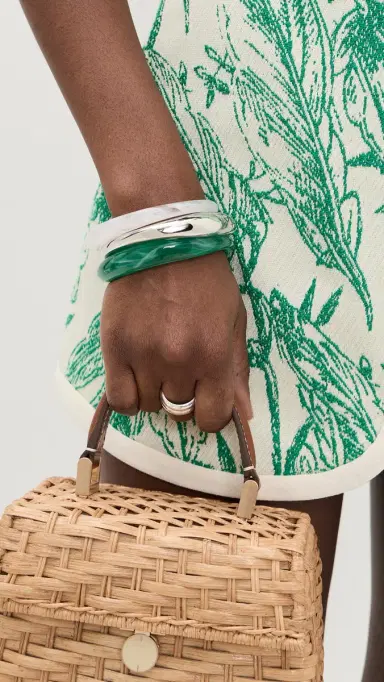BaubleBar Raven Resin Bangle Set Silver One Size | Thumbnail 3