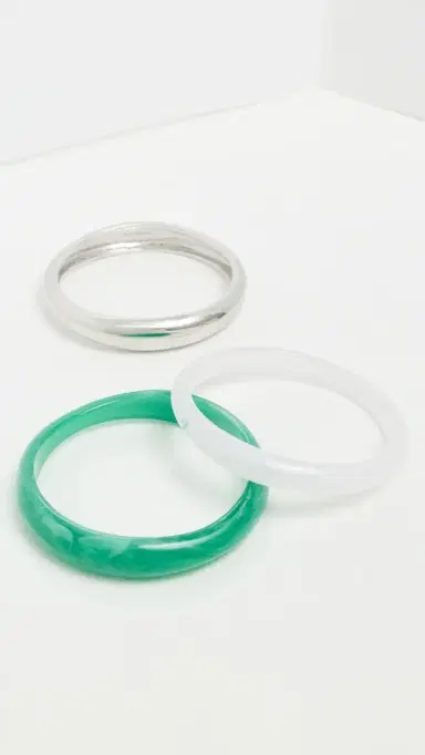 BaubleBar Raven Resin Bangle Set Silver One Size | Thumbnail 4