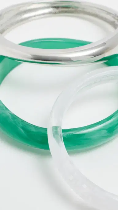BaubleBar Raven Resin Bangle Set Silver One Size | Thumbnail 5