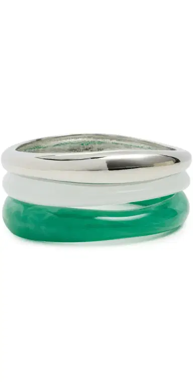 BaubleBar Raven Resin Bangle Set Silver One Size | Thumbnail 1