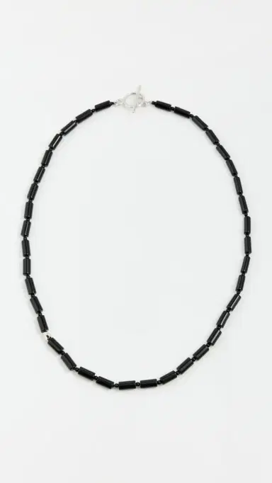 AGMES Vallen Necklace Sterling Silver/Onyx One Size | Thumbnail 2