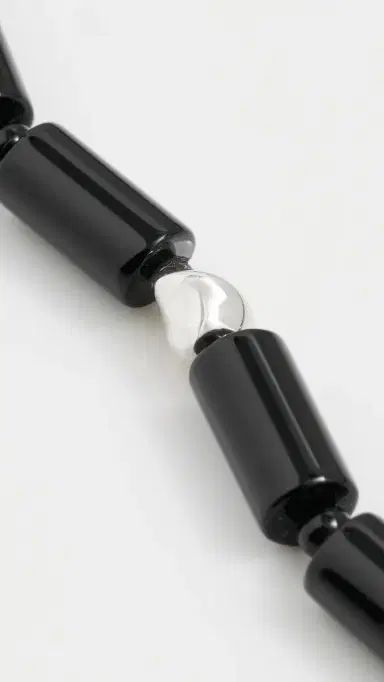 AGMES Vallen Necklace Sterling Silver/Onyx One Size | Thumbnail 4