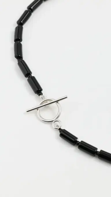 AGMES Vallen Necklace Sterling Silver/Onyx One Size | Thumbnail 5