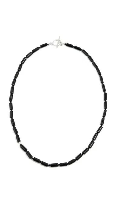 AGMES Vallen Necklace Sterling Silver/Onyx One Size | Thumbnail 6