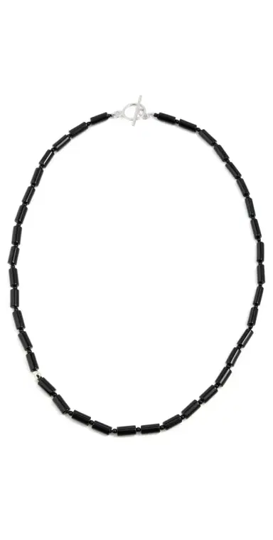 AGMES Vallen Necklace Sterling Silver/Onyx One Size | Thumbnail 1