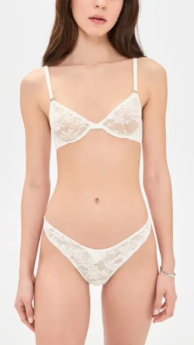 Fleur du Mal Le Stretch Lace Thong Ivory | Thumbnail 4