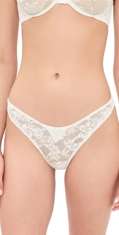 Fleur du Mal Le Stretch Lace Thong Ivory | Thumbnail 1