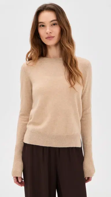 La Ligne Solid Lean Lines Cashmere Sweater Tan | Thumbnail 2 La Ligne Solid Lean Lines Cashmere Sweater Tan | Thumbnail 2