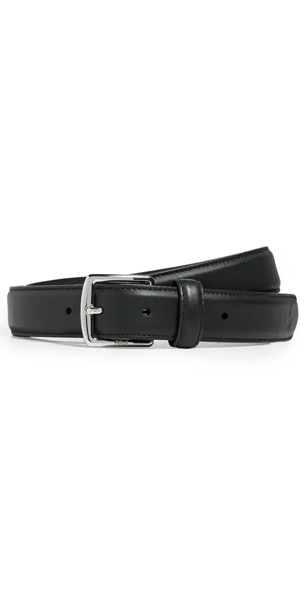 Polo Ralph Lauren Full-Grain Etched Leather Dress Belt Black