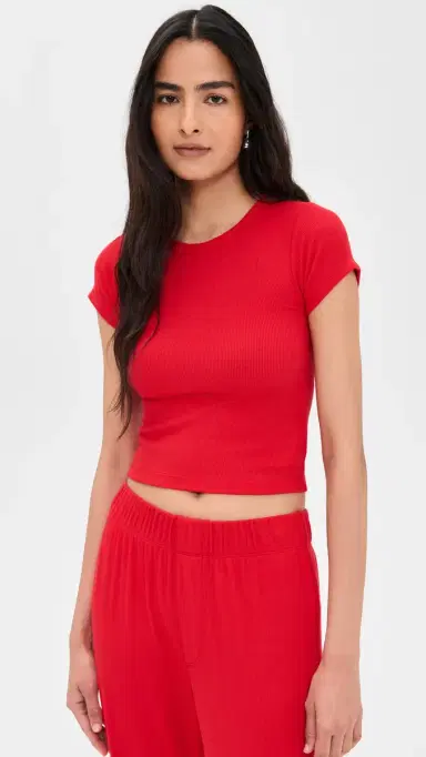 Éterne hort leeve Baby Tee Rouge | Thumbnail 2
