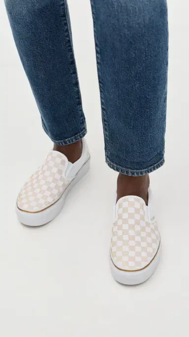 Vans Classic Slip On Platform Sneakers Metallic Checkerboard Gold | Thumbnail 3