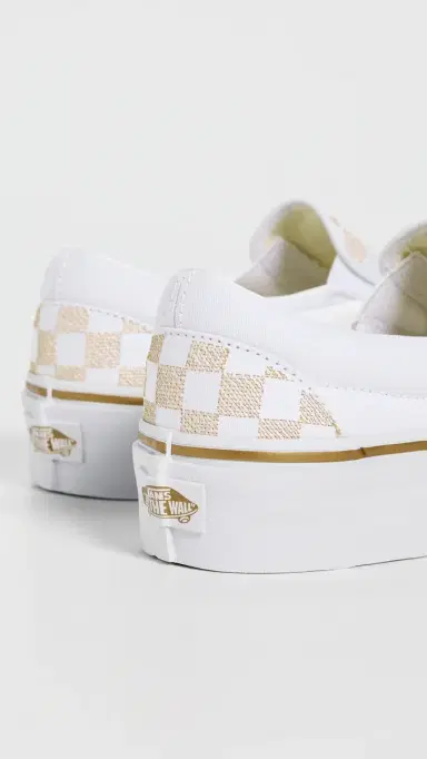 Vans Classic Slip On Platform Sneakers Metallic Checkerboard Gold | Thumbnail 4