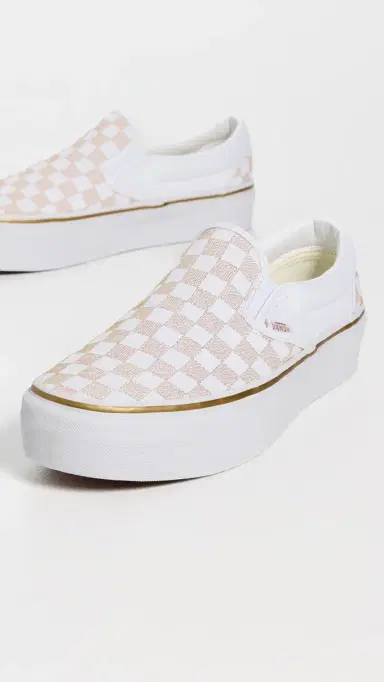 Vans Classic Slip On Platform Sneakers Metallic Checkerboard Gold | Thumbnail 5