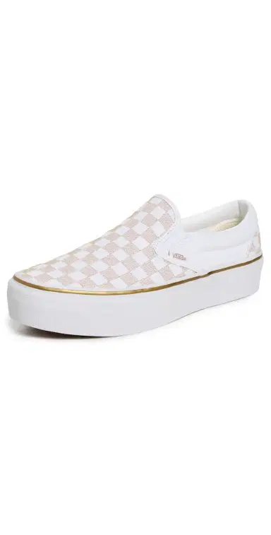 Vans Classic Slip On Platform Sneakers Metallic Checkerboard Gold | Thumbnail 1