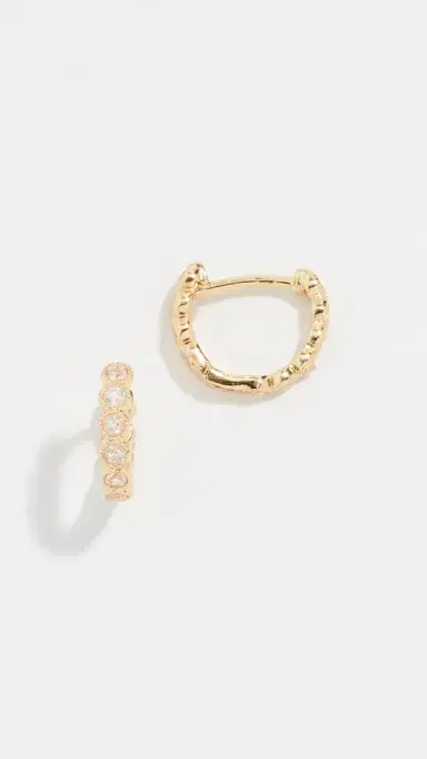 Gorjana Madison Huggie Hoop Earrings Yellow Gold One Size | Thumbnail 2