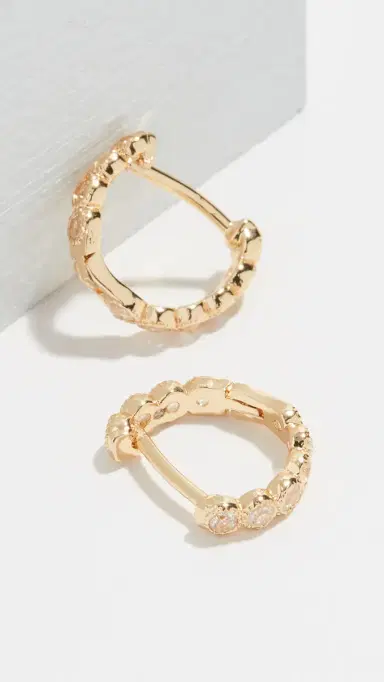 Gorjana Madison Huggie Hoop Earrings Yellow Gold One Size | Thumbnail 4