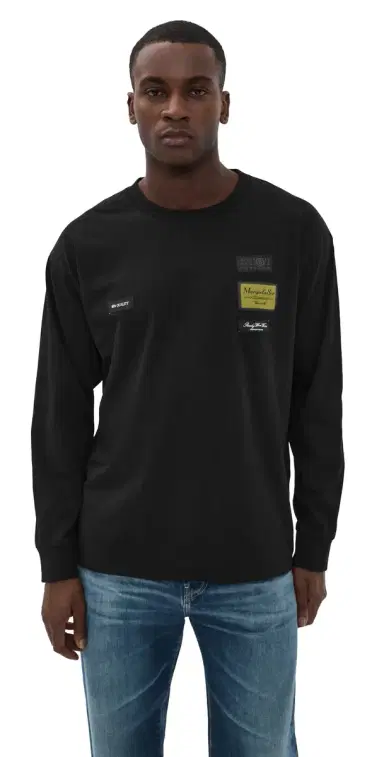 MM6 Maison Margiela Long Sleeve ogo Top Black | Thumbnail 1 MM6 Maison Margiela Long Sleeve ogo Top Black | Thumbnail 1