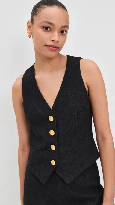 L'Agence Kino Bonded Lace Vest Black | Thumbnail 2 L'Agence Kino Bonded Lace Vest Black | Thumbnail 2
