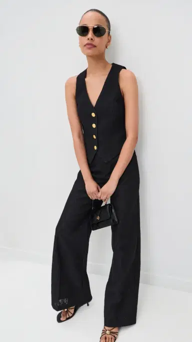 L'Agence Kino Bonded Lace Vest Black | Thumbnail 5 L'Agence Kino Bonded Lace Vest Black | Thumbnail 5