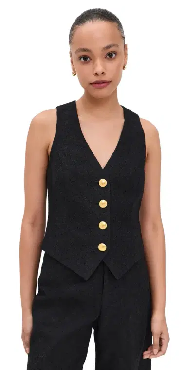L'Agence Kino Bonded Lace Vest Black | Thumbnail 1 L'Agence Kino Bonded Lace Vest Black | Thumbnail 1