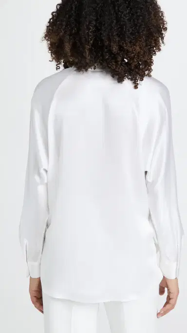 Vince Band Collar Blouse Optic White M | Thumbnail 3