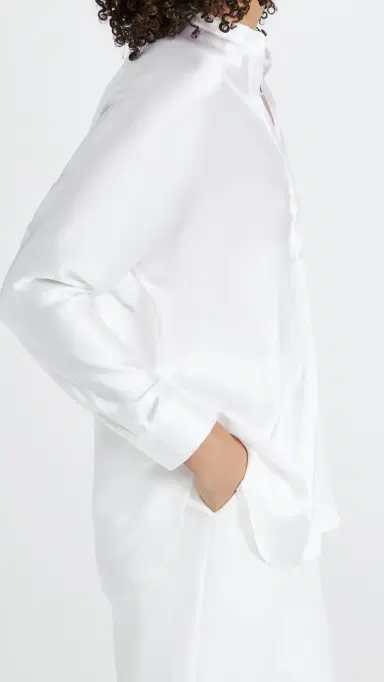Vince Band Collar Blouse Optic White M | Thumbnail 4