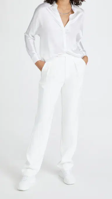 Vince Band Collar Blouse Optic White M | Thumbnail 5