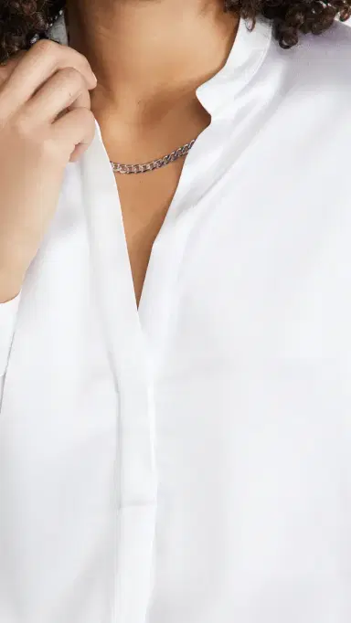 Vince Band Collar Blouse Optic White M | Thumbnail 6