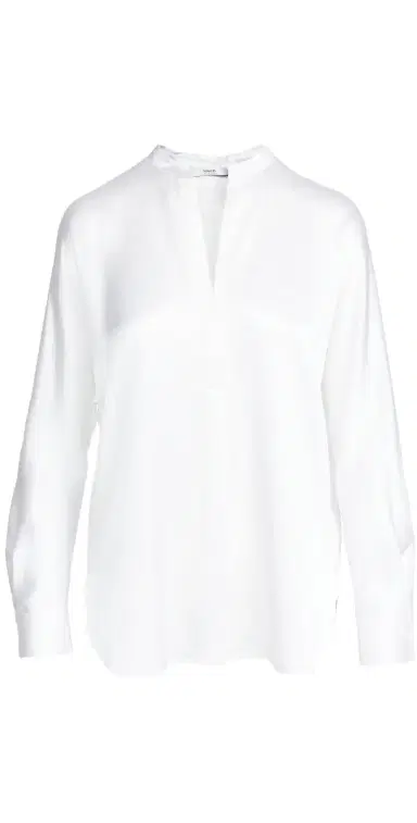 Vince Band Collar Blouse Optic White M | Thumbnail 1