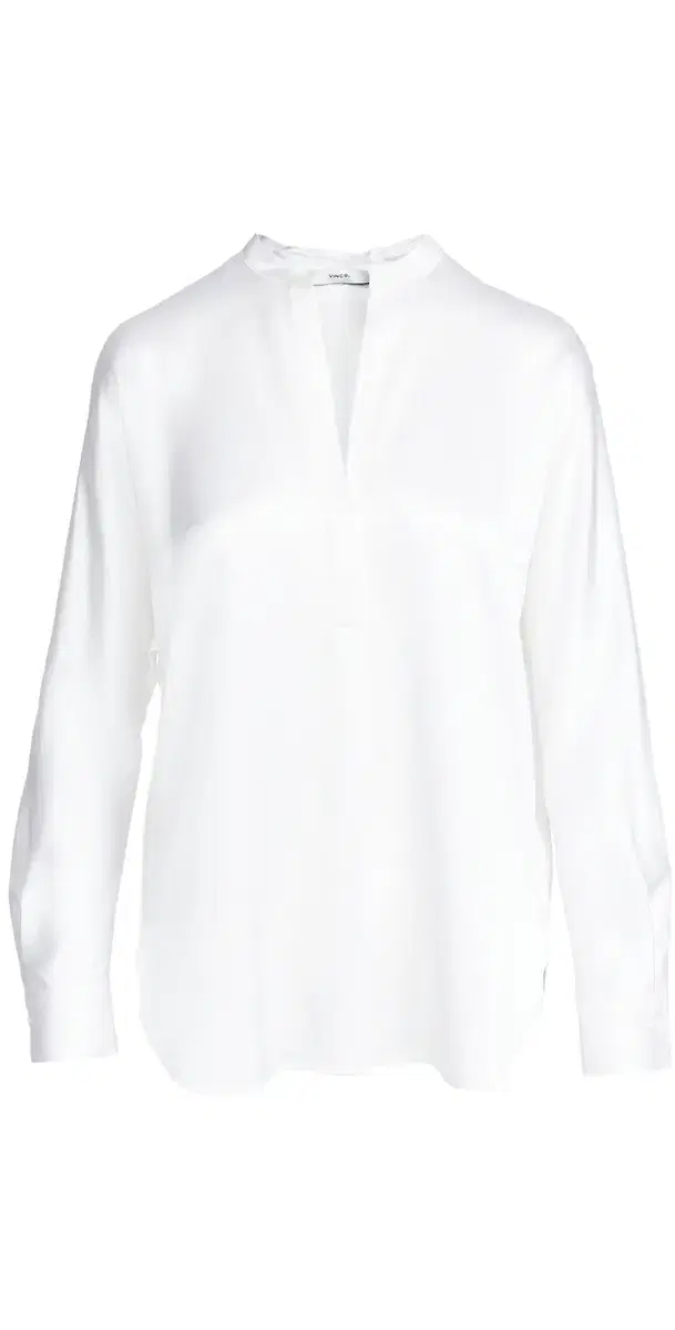 Vince Band Collar Blouse Optic White