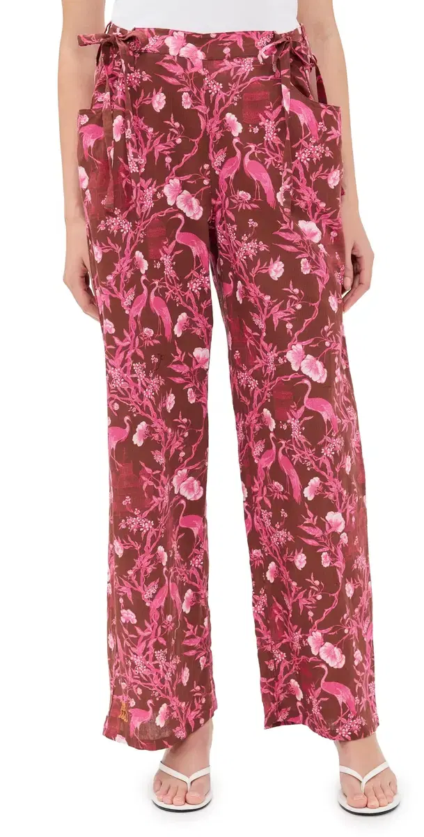 Coniglio Palm Beach Move and Groove Snap Pants Cranes Pink Teakwood