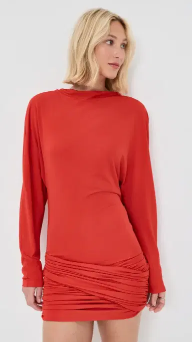 Christopher Esber Luna Draped Jersey Mini Dress Tangerine | Thumbnail 2 Christopher Esber Luna Draped Jersey Mini Dress Tangerine | Thumbnail 2