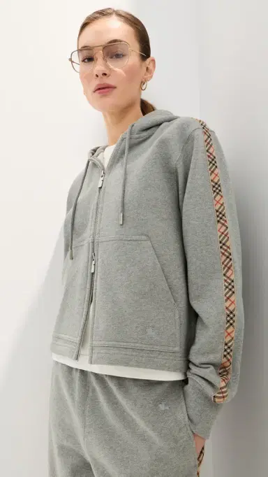 Burberry Harper Zip Hoodie Pale Grey elange | Thumbnail 2
