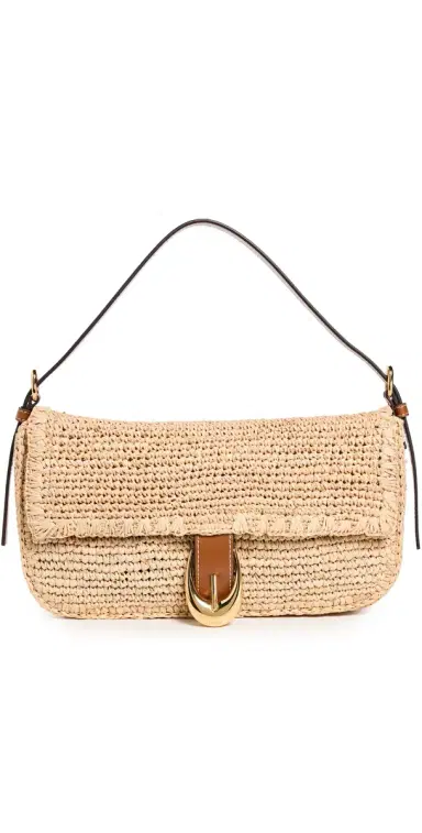 Staud Harlow Raffia Shoulder Bag Natural/Tan | Thumbnail 1 Staud Harlow Raffia Shoulder Bag Natural/Tan | Thumbnail 1