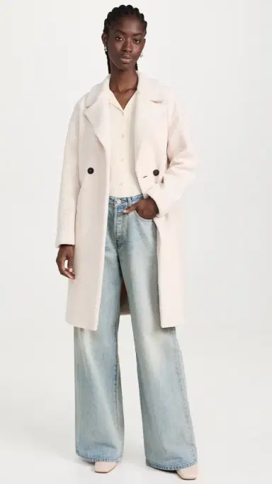 Harris Wharf London Dropped Shoulder Bouclé Coat Ecru | Thumbnail 2 Harris Wharf London Dropped Shoulder Bouclé Coat Ecru | Thumbnail 2