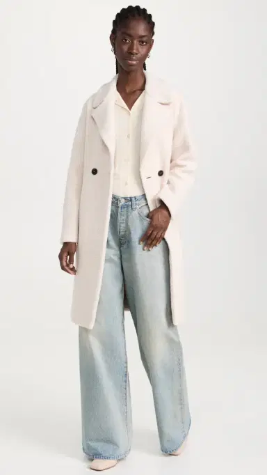 Harris Wharf London Dropped Shoulder Bouclé Coat Ecru | Thumbnail 5 Harris Wharf London Dropped Shoulder Bouclé Coat Ecru | Thumbnail 5
