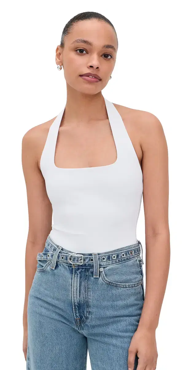 Scuba Thong Bodysuit White001