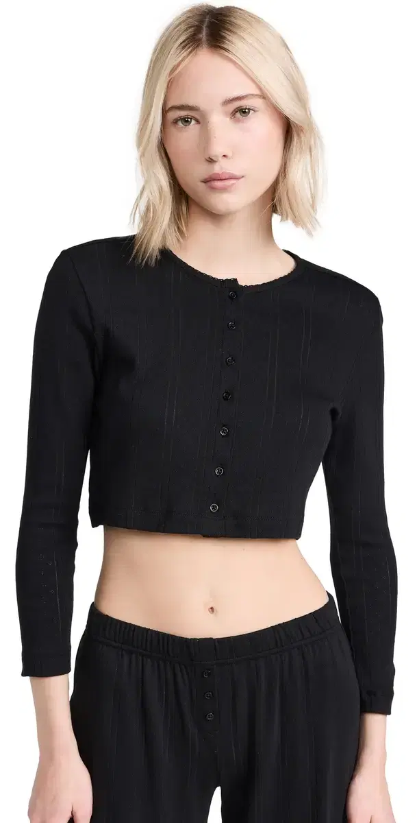 The Cropped Cardi: Pointelle Black
